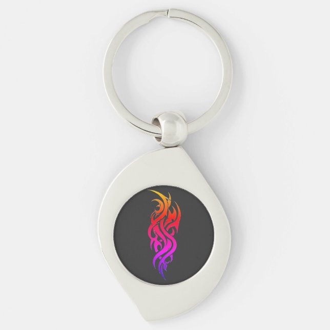 Neon tribal on back keychain (Front)