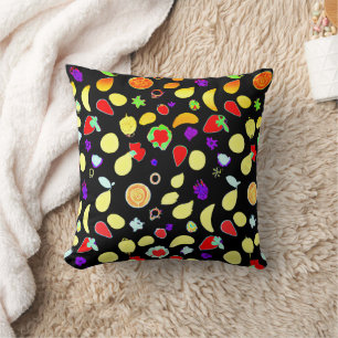 Neon Tropic Fruits Burst Throw Pillow