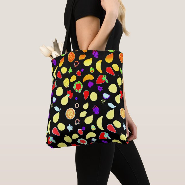 Neon Tropic Fruits Burst Tote Bag (Close Up)