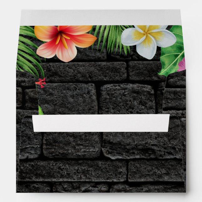 Neon Tropical Forest Summer Hawaii Birthday Party Envelope (Back (Bottom))