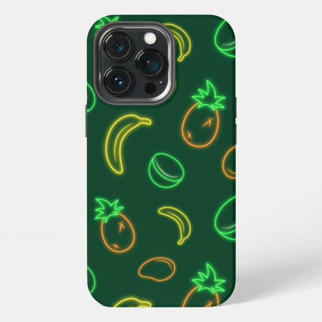 Neon Tropical Fruit Pattern iPhone 13 Pro Case (Back)