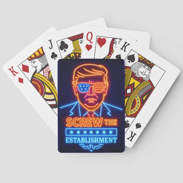 Neon Trump Screw the Establishment Playing Cards (Back)