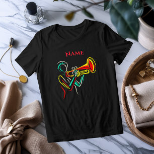 Neon Trumpet Line Art Vibrant Musical T-Shirt Tri-Blend Shirt