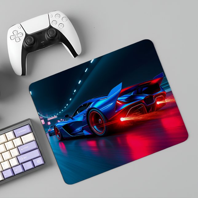 Neon Tunnel Racer: High-Speed Hypercar Mouse Pad (Creator Uploaded)