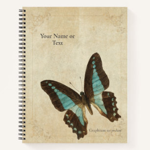 Neon Turquoise Blue Triangle Butterfly Notebook