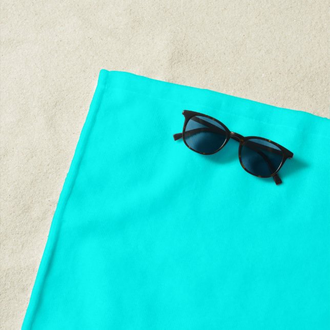 Neon turquoise bright fashionable modern tone  beach towel (In Situ)