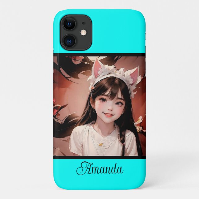 Neon turquoise bright fashionable modern tone  Case-Mate iPhone case (Back)