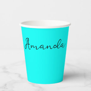 Neon turquoise bright fashionable modern tone paper cups