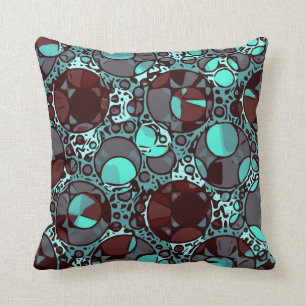 Neon Turquoise Burgundy Abstract Pattern Throw Pillow