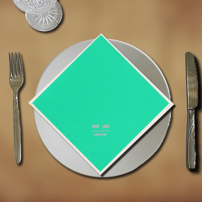 neon  Turquoise solid colour -  add logo napkins (Creator Uploaded)