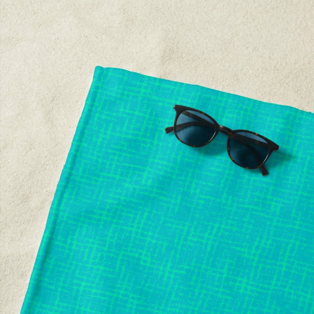 Neon turquoise textured.  beach towel (In Situ)