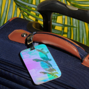 Neon Turtle Luggage Tag