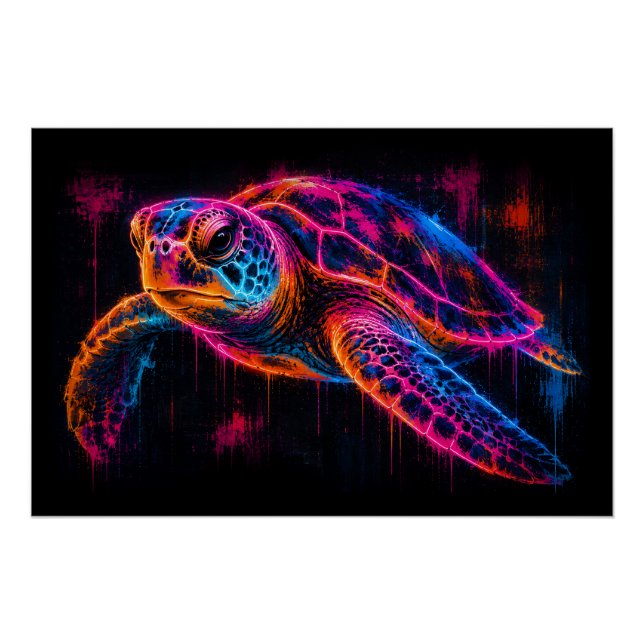 Neon Turtle Poster (Front)