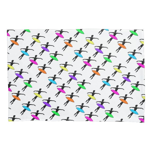 Neon Tutu Ballerina Ballet Pointe Dance Silhouette Pillowcase (Front)