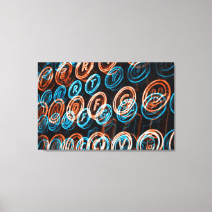 Neon typewriter keys close up canvas print