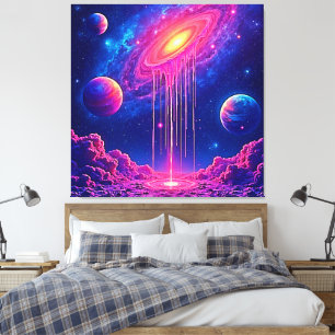 Neon Universe: Dripping Starlight Canvas Print