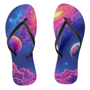 Neon Universe: Dripping Starlight Flip Flops