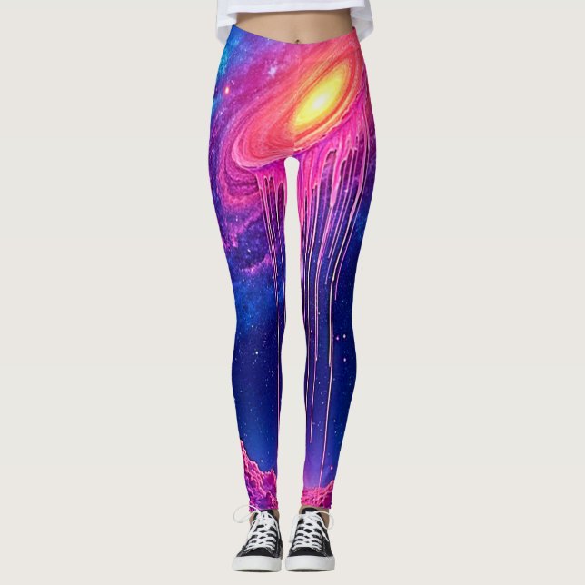 Neon Universe: Dripping Starlight Leggings (Front)