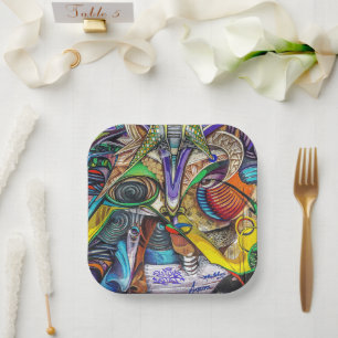 Neon Urban Graffiti Art Paper Party Plates