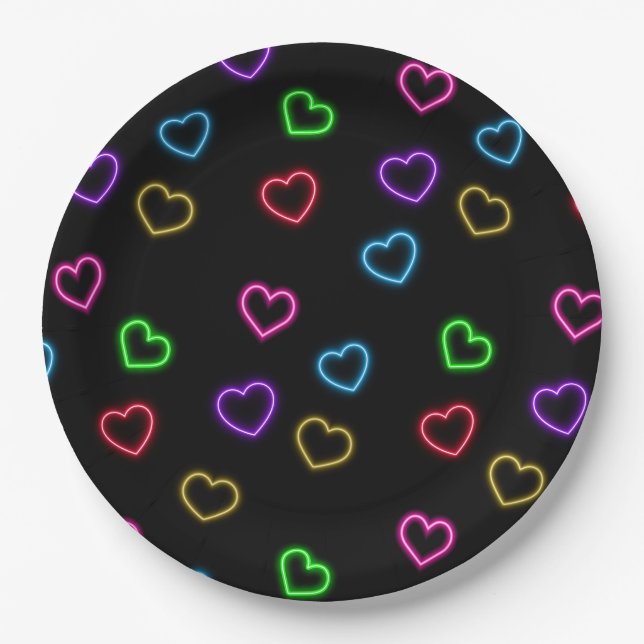Neon Valentine Party  Paper Plate (Front)