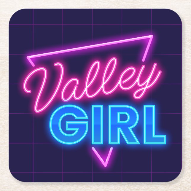 Neon Valley Girl Square Paper Coaster (Front)