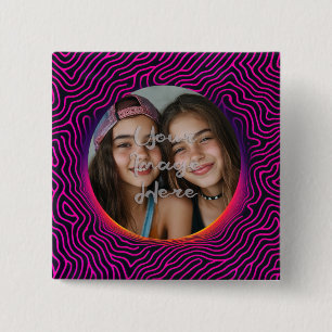 Neon Vaporwave Swirl Custom Photo Frame 2 Inch Square Button