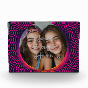 Neon Vaporwave Swirl Custom Photo Frame Block