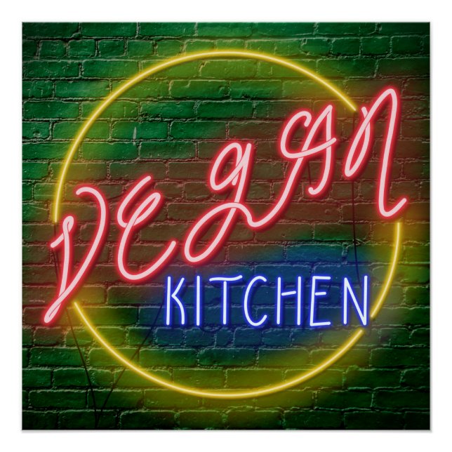 Neon Vegan Kitchen Sign (Front)