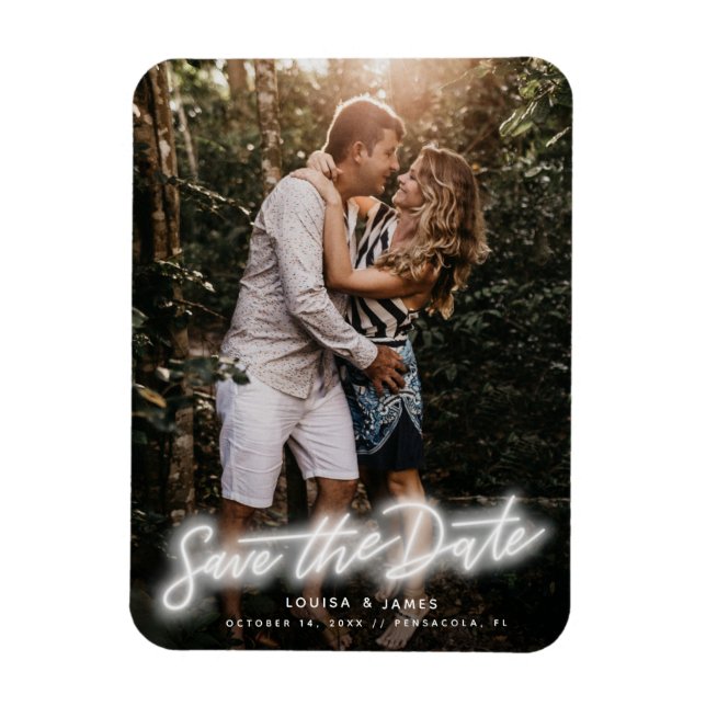 Neon Vertical Photo Save the Date Magnet (Vertical)