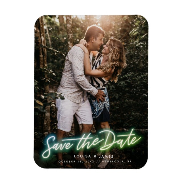 Neon Vertical Photo Save the Date Magnet (Vertical)