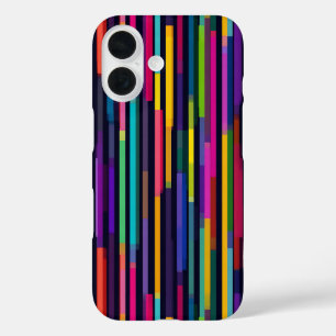 Neon Vertical Stripe Pattern iPhone 16 Case