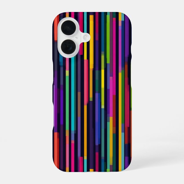 Neon Vertical Stripe Pattern iPhone 16 Case (Back)