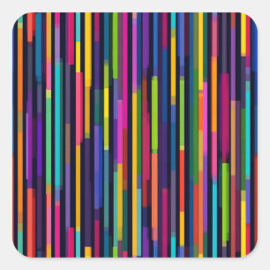 Neon Vertical Stripe Pattern Square Sticker