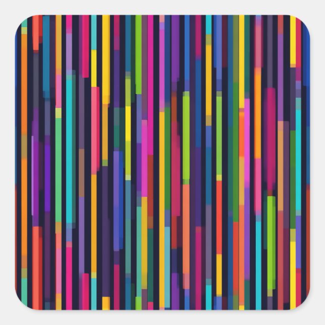 Neon Vertical Stripe Pattern Square Sticker (Front)