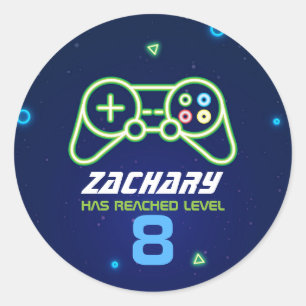 Neon Video Game Arcade Birthday Party  Sticker