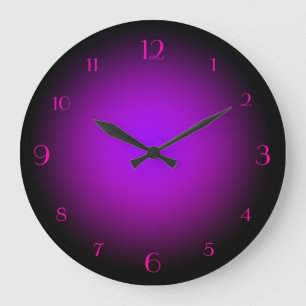 Neon Violet & Rose Lumineuse Noir Grande horloge