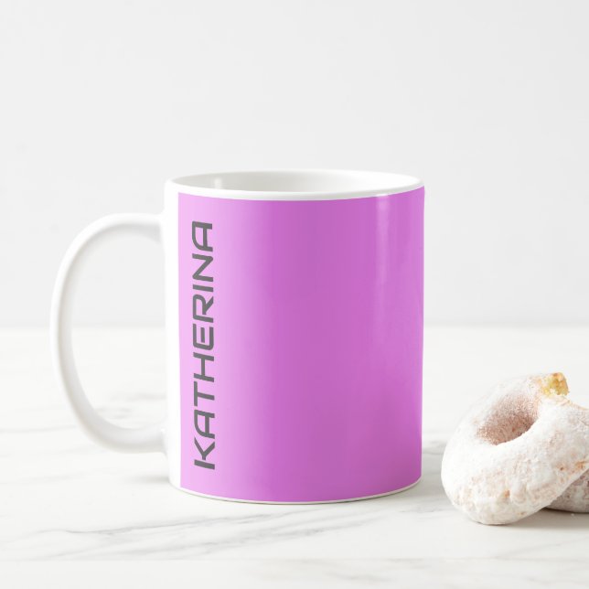 Neon Violet Solid Colour |  Personalized  Coffee Mug (With Donut)