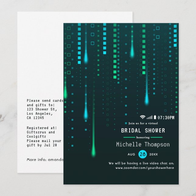 Neon Virtual Shower Invitation (Front/Back)