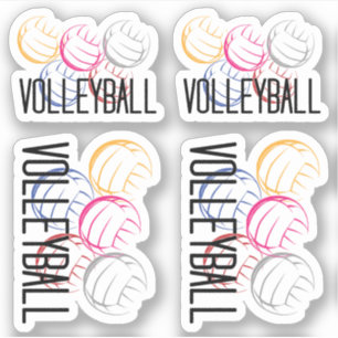 Neon Volleyballs Custom-Cut Stickers