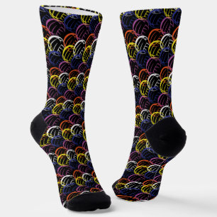 Neon Volleyballs on Black Socks
