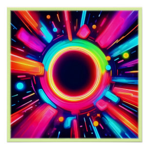 Neon Vortex of Light Art Poster
