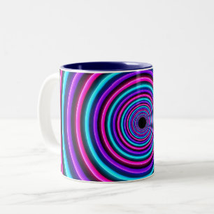 Neon Vortex Rings Two-Tone Coffee Mug