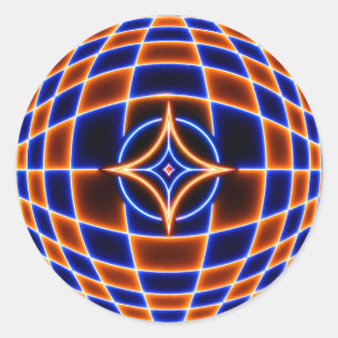 Neon Vortex Star Optical Illusion – Blue Orange Gl Classic Round Sticker
