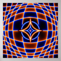 Neon Vortex Star Optical Illusion – Blue Orange Gl