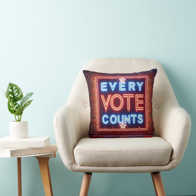 Neon Vote Sign Throw Pillow (Chair)