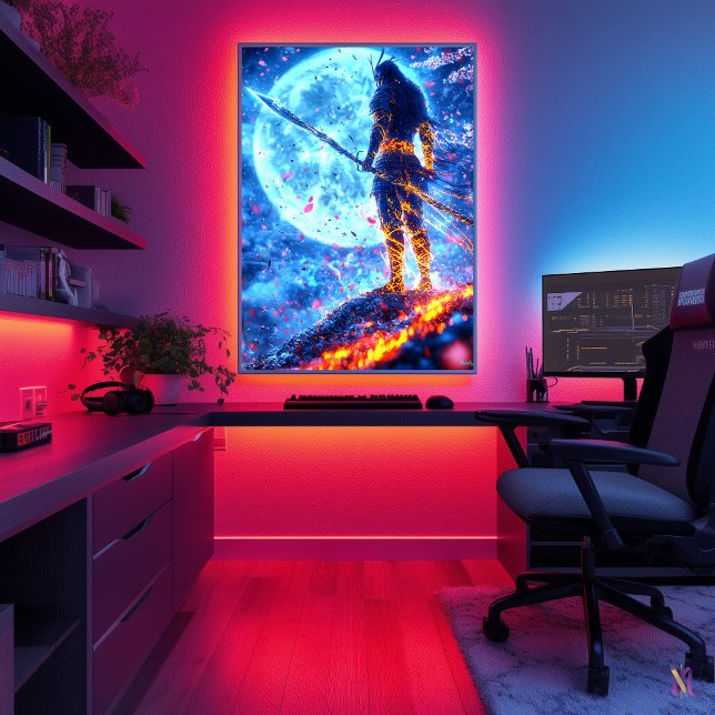 Neon Warlord – Guardian of the Blue Moon Poster (Creator Uploaded)