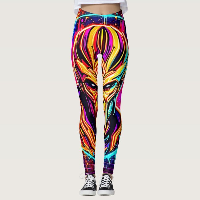 Neon Warrior Power Art Leggings (Front)