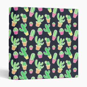 Neon Watercolor Cacti in Pots Pattern Binder