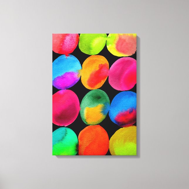 Neon Watercolor circle pattern abstract art colour Canvas Print (Front)