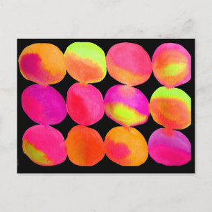 Neon Watercolor circle pattern abstract art colour Postcard